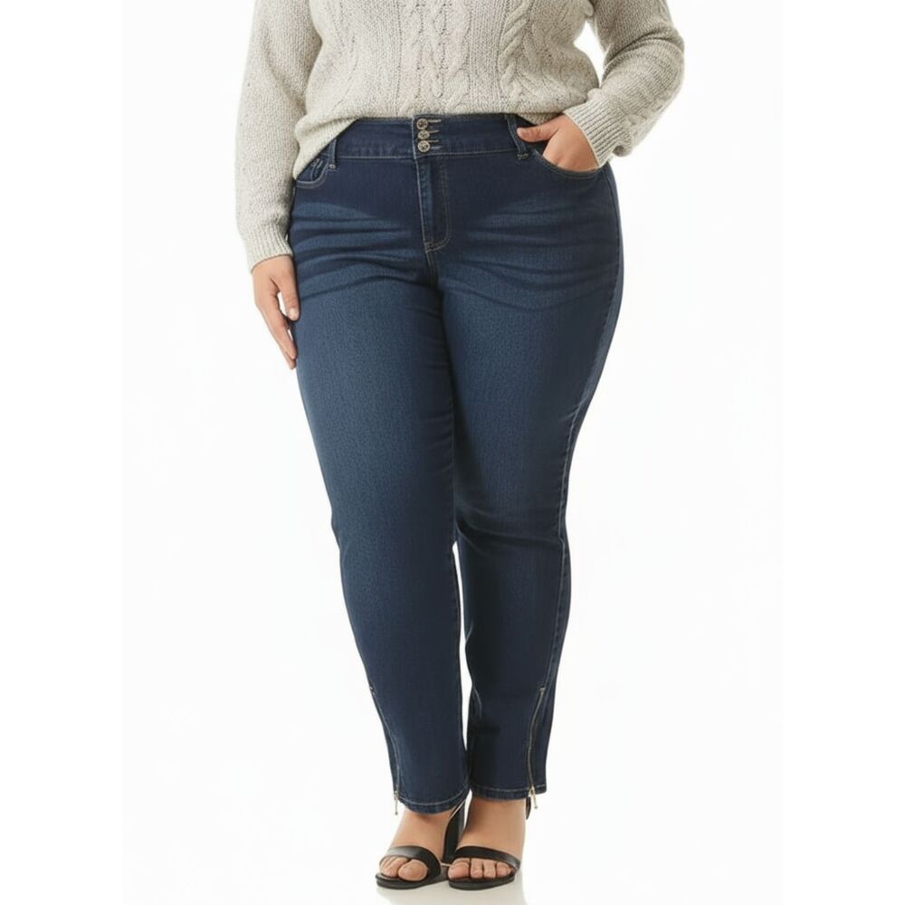 Torrid High Rise Jeans Size 22 Dark Wash Skinny with Ankle Zippers  Denim
